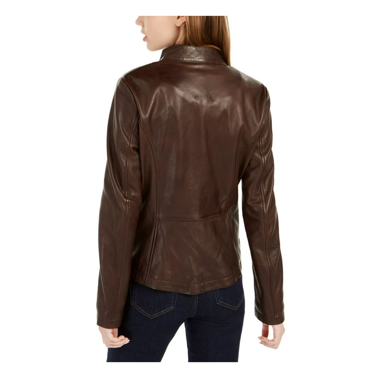 Omsorg kartoffel Bekostning TOMMY HILFIGER Womens Brown Faux Leather Button Down Jacket S - Walmart.com