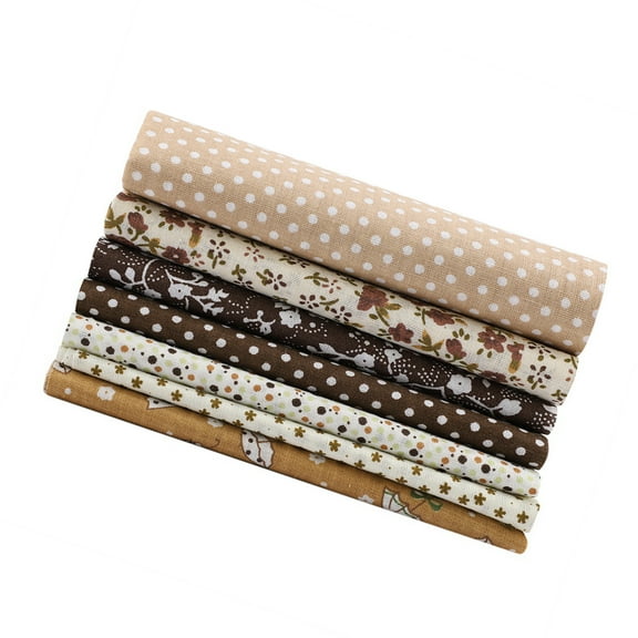 7pcs 50*50cm Cotton Fabric DIY Assorted Squares Pre Cut Bedding Kit Quarters Bundle (Brown)