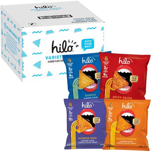 Hilo Life, Low Carb Keto Friendly Tortilla Chip Snack Bags Nacho Cheese