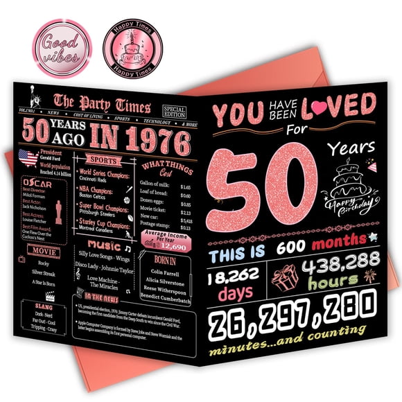 Tarjeta de cumpleaños FOBELEC para decoración de 50 cumpleaños para mujer
