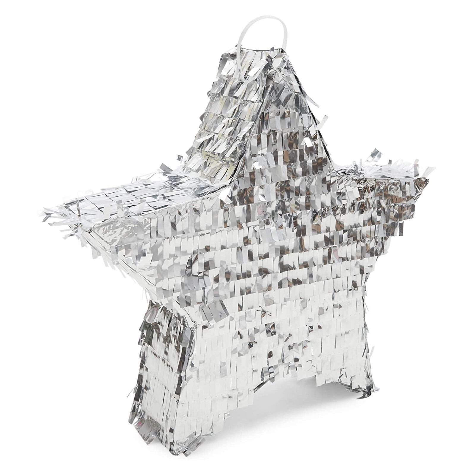 Small Silver Foil Star Pinata for Kids Birthday, Twinkle Little Star Baby Shower, Outer Space Party Decorations Supplies, 13 x 3 in