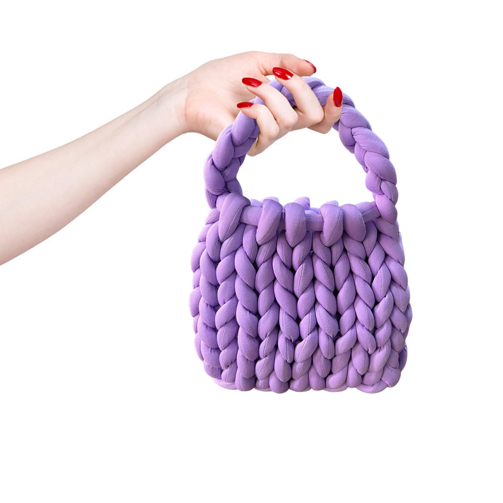 Segolike Women Crochet Bag Pouch Handbag Woven Chunky Lady Trendy Clutch Wallet Lightweight Shoulder Bag Underarm Bag for Travel Wedding Work