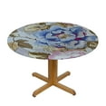thumbnail image 3 of Acheng  Round Tablecloth, Avery Spring Garden Blooms and Buds Flannel Backed Table Cloth, Spring Hydrangea Floral 52x52in, 3 of 7