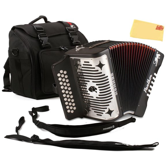 Hohner Panther Diatonic Accordion - Keys F/Bb/Eb Bundle with Hohner Accordion Road Kit and Austin Bazaar Polishing Cloth