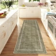 thumbnail image 3 of Garvee 2'x6' Modern Bordered Runner Rug Geometric Carpet, Washable Non Slip Rug for Hallway Bedroom Home Decor, Green, 3 of 9
