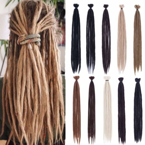 EIGTHTAIL Dreadlock Extensions 20 Inch 5 Strands Thin Synthetic Dreads Extensions Ombre Blonde Hippie Dreadlock 1cm Width Loc Extensions Handmade Reggae Style Crochet Braiding Hair for Wo