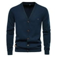 thumbnail image 4 of ibuvkizy Cardigan Sweaters for Men's Round Neck Pullover Long Sleeved Loose Base Shirt Top Sweater Navy,XL, 4 of 4