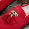 thumbnail image 6 of Rokment Women's Tassel Ballet Flat Dress Shoes Fringed Suede Wedges Low Heel Slip on Penny Loafers Comfortable Casual Walking Fashion Boho Beach Spring Fall 2026 Ladies Footwear Red Size 6, 6 of 6