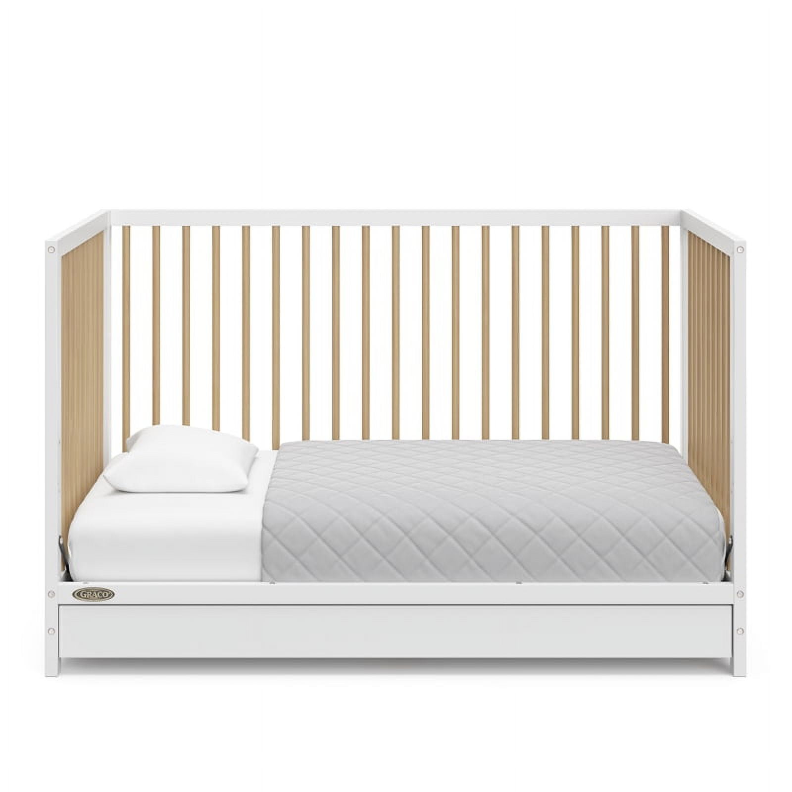 Graco Teddi 5-in-1 Convertible Baby Crib with Drawer, White with Driftwood