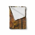 thumbnail image 2 of Autumn Soft Flannel Fleece Throw Blanket, Rainy Gloomy Day Forest Path with Leafless Trees Art Photograph, Cozy Plush for Indoor and Outdoor Use, 50" x 70", Seal Brown Marigold, by Ambesonne, 2 of 6