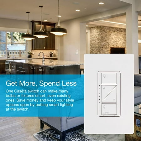 Lutron - Caseta Wireless Smart Lighting Dimmer Switch Starter Kit - White