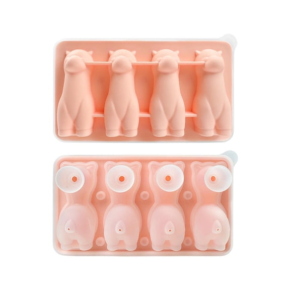 Cute Shape Silicone Ice Mold with Sealed Lid, Food-Grade Silicone, Non-Stick Easy Release, for Ice Blocks Chocolate Jelly Cocktail Desserts