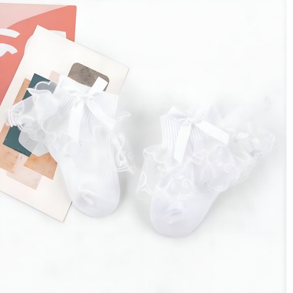 TELOLY Newborn Baby Girls Princess Socks Lace Ruffle Frilly Ankle Dress Sock for Infants Toddler