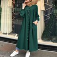 thumbnail image 2 of OSOLU Women Casual Solid Color Dress Button V-Neck Long Sleeve Loose Long Dress Fashionable Sundress Dresses For Women 2025 Elegant Classy, 2 of 6