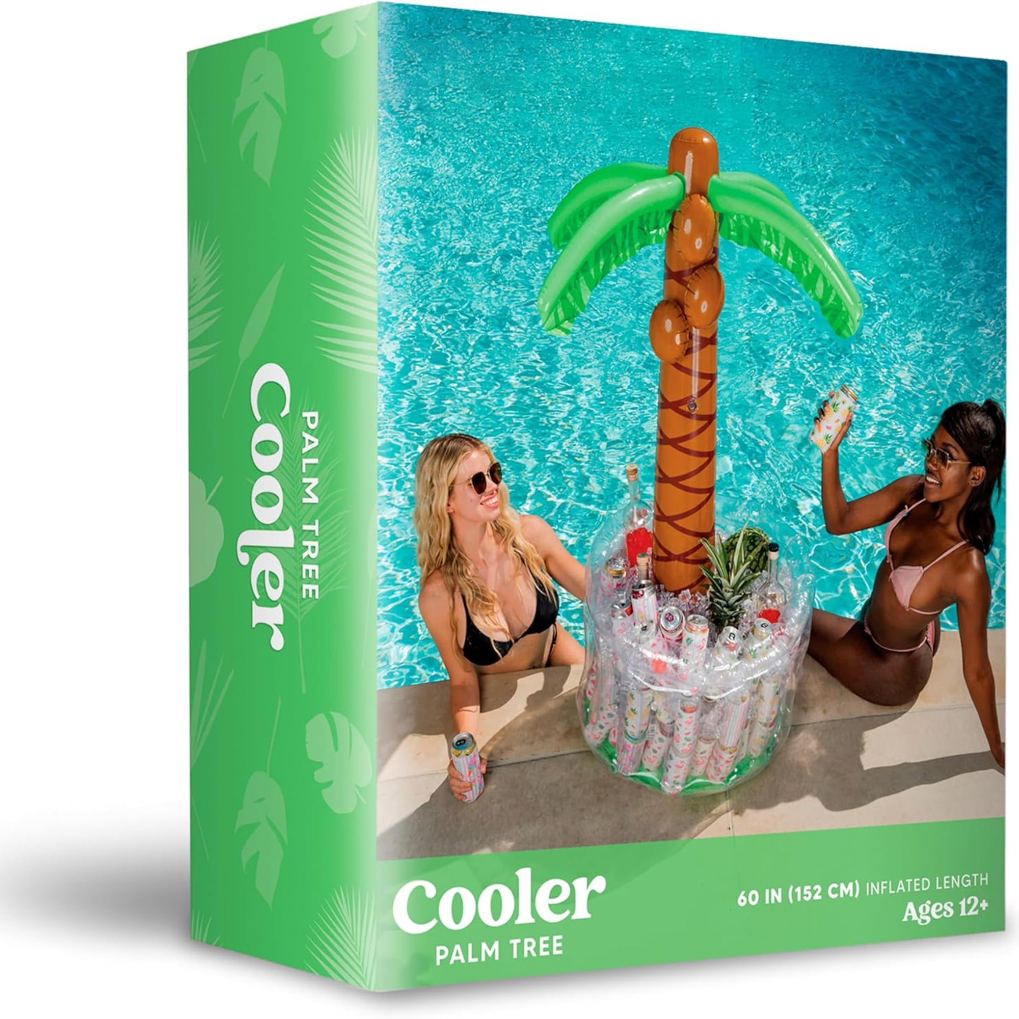 Joyfy 60" Inflatable Palm Tree Ice Chest Cooler,Luau Party Decorations,Summer Outdoor Drink Cooler with Drink Holder