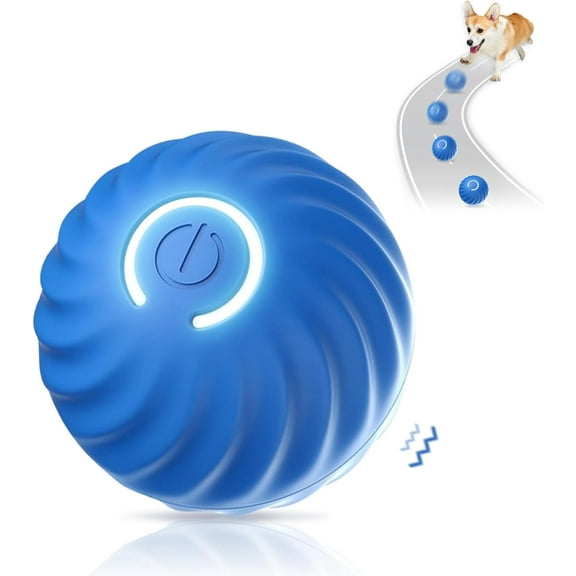 Smart Interactive Bouncing Ball Pet Toy LED Light Blue 2.64 in for Dog Cat