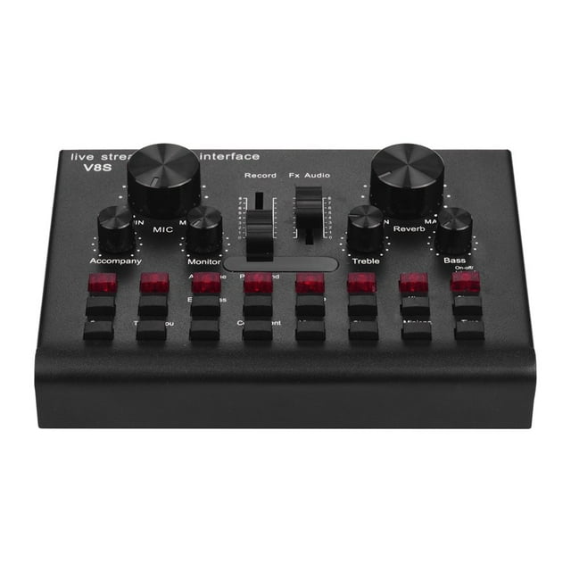 MesaSe Multifonctions Live Streaming Carte Son USB Audio Interface Mixer Dispositif Vocal DJ Karaoké Équipement avec 16 Effets Réglables Soutien BT Connexion pour l'Enregistrement d'Hébergement
