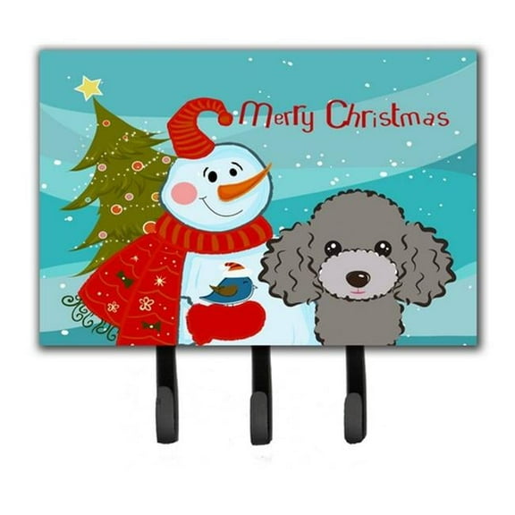 Carolines Treasures Snowman with Silver Gray Poodle Leash or Key Holder Triple multicolor