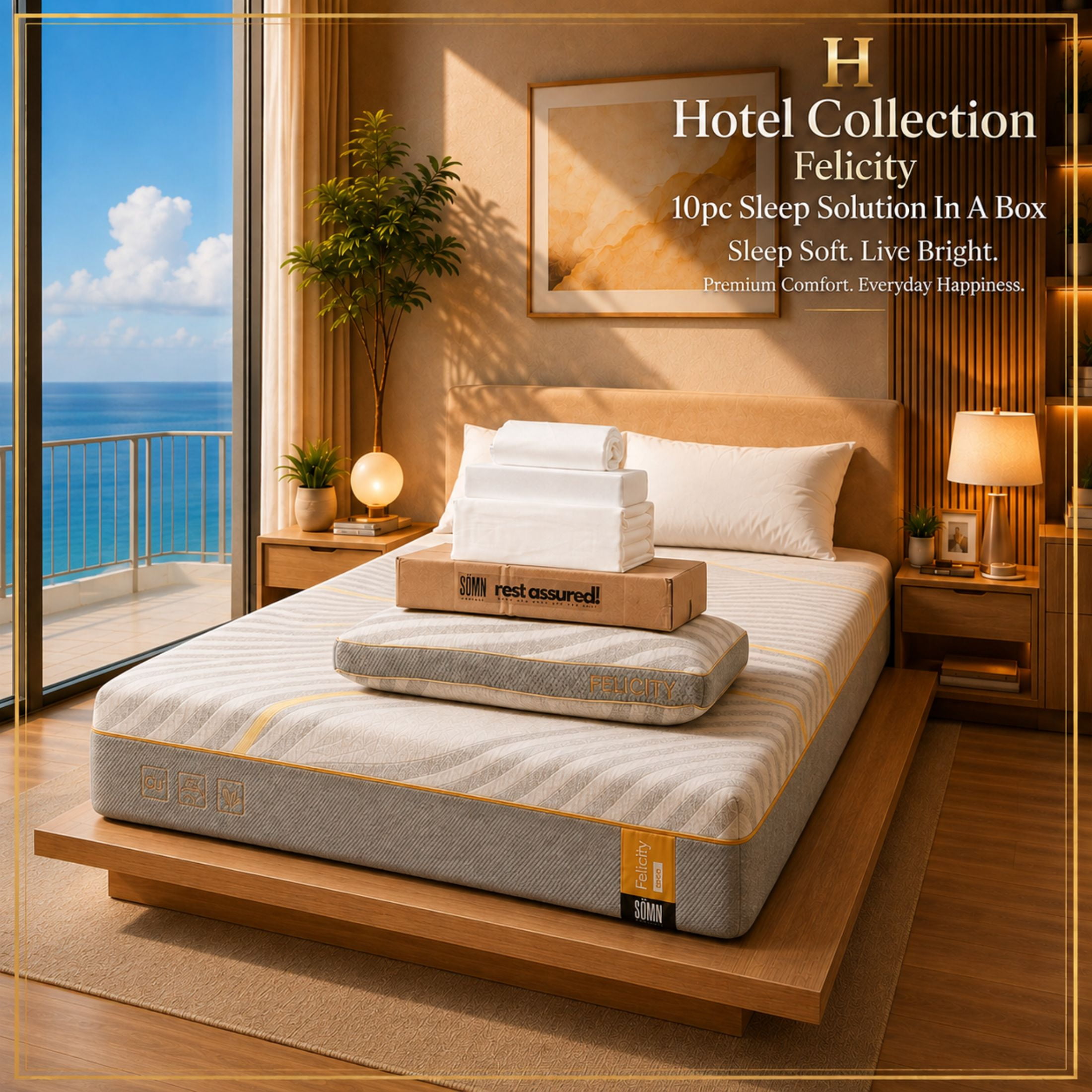 Sömn Company Rest Assured Hotel Collection 10" Copper-Infused Memory Foam Mattress in a Box, Full, 10-Piece Set