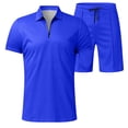 thumbnail image 3 of FINALGANG Simple Outfits For Men 3D Print Short Sleeve Turndown Collar 1/4 Zipper Polo Shirt Shorts Stylish Set Design Durable Soft Fabric, 3 of 6