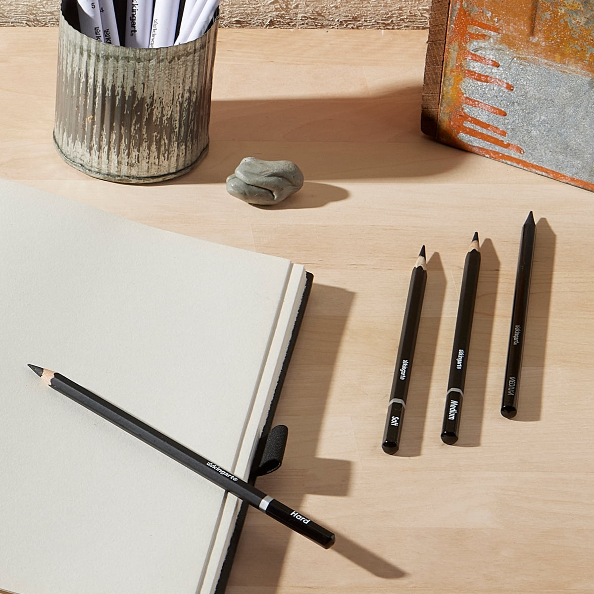 KINGART Charcoal Sketching Tin Travel Set