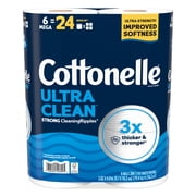 Cottonelle Ultra Clean Toilet Paper, Strong Toilet Tissue, 6 Mega Rolls