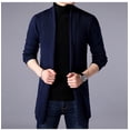 thumbnail image 3 of Nuevo suéter largo de primavera para hombre, chaqueta tipo cárdigan de punto extra largo, abrigo de suéter de color sólido, 3 of 5