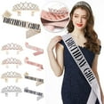 thumbnail image 3 of Birthday Sash and Tiara For Women Rhinestone Tiara Birthday Kit For Womens L9I7, 3 of 9