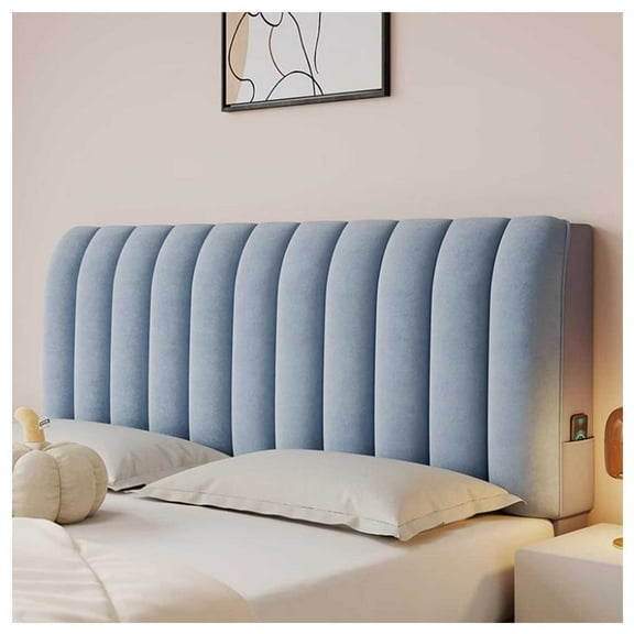 Bed Headboard Cover Protector Padded, Multifunctional Bed Headboard Padded,Dustproof Stretch Solid Color Quilted Bed Head Covers, Washable