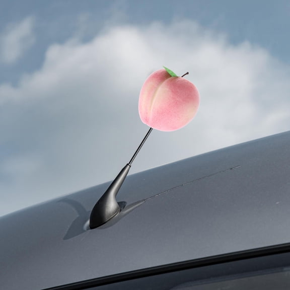 WHAMVOX Realistic Fake Peach Car Antenna Topper Universal Decorative Fruit For Car Roof Faux Fruit Decor For Auto Decoration For Halloween And Party Decorations