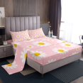 thumbnail image 1 of Erosebridal Groovy Floral Bed Sheets Set Full Size, Princess Pink Bed Sheets Full, Rustic Flower Decor 4pcs, 1 of 7