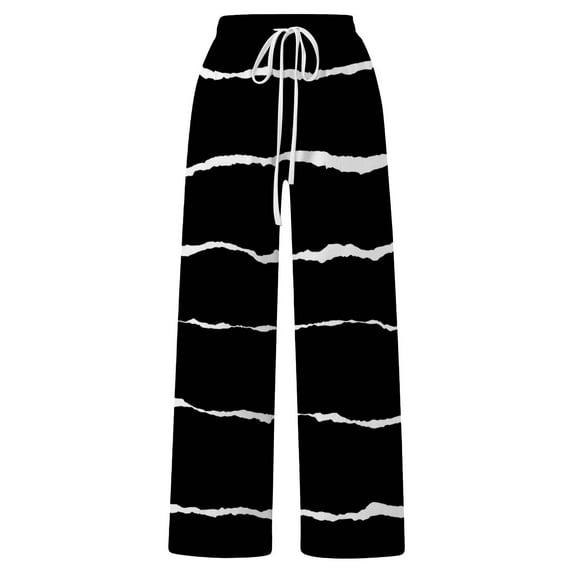 Black Womens Sweatpants Summer Pants Women's Fashionable Casual High Waist Drawstring Wide Leg Pants Casual Pants Women