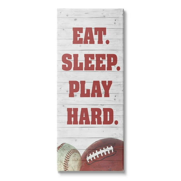 Stupell Indtries Eat Sleep Play Hard Sports List Baseball Football,10 x 24,Design by Andi Metz