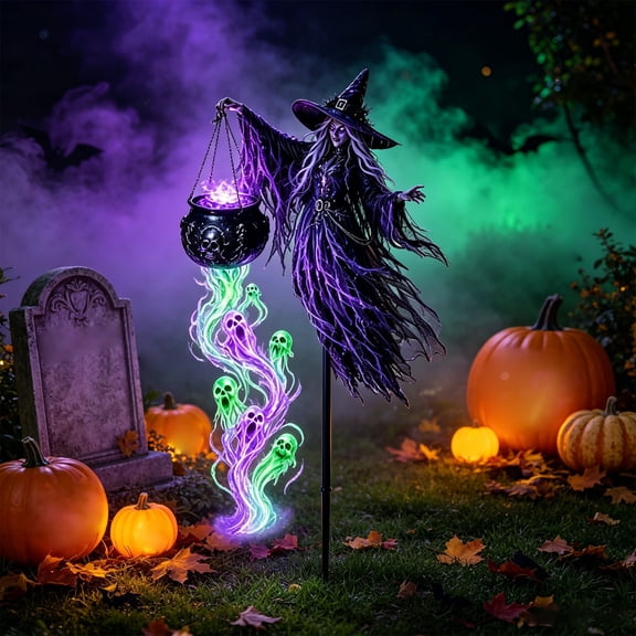 Halloween Solar Soul Harvester Animated Garden Light With Glowing Ghost and Lantern For Yard Lawn Patio Halloween Outdoor Decor
