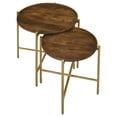 thumbnail image 2 of Tables Gigognes Rondes 2 Pcs, Fer Doré, Bois de Manguier Moderne, Brun Chaud, 2 of 9