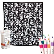 DIY Coloring Blanket for Adults with 24 Washable Markers, 50x60 Inch Personalized Soft Fuzzy Velvet Blanket for Coloring, Creative Gift for Bed, Couch, Home Decor (B)