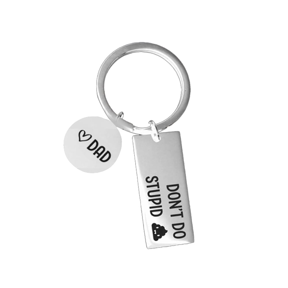 2 Pack Funny Keychain, Don't Do Stupid from Dad, Fashion Black Key