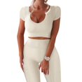 thumbnail image 2 of Yoga Set Women Workout Sets 2 Piece Seamless Ribbed Tank High Waist Trousers Yoga Outfits, 2 of 5