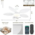 thumbnail image 5 of BayDay 52" Tropical Ceiling Fan with LED Lights & Remote, Outdoor Palm Leaf Fan for Patios, Porch, Bedroom, Dimmable 6 Speeds, Reversible DC Motor, Smart App Control - White, 5 of 10
