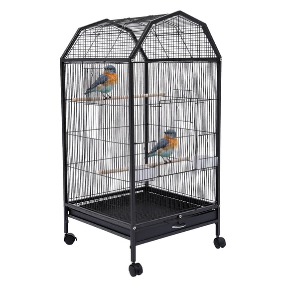 Parakeet Bird Cage with Stand, 39.9H Inch Large Bird Cages with 4 Universal Wheels and 2 Feeding Cups,Finch Bird Pet Bird Flight Cages,for Cockatiel Conure Macaw Budgie