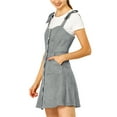 thumbnail image 5 of MODA NOVA Junior's Strap Button Down Faux Suede a-Line Mini Overall Dress, 5 of 7
