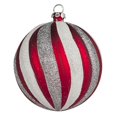 thumbnail image 1 of Ornement Boule Tourbillon de 275 Po Rouge et Argent - Pack de 4, 1 of 1