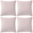 thumbnail image 1 of Unique Bargains Velvet Pillow Cover with Pompoms for Sofa Bed 4PCS, 1 of 10