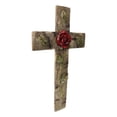 thumbnail image 6 of Rustic Western Rose of Sharon Red Rose Stalk With Green Petals Wall Cross Decor, 6 of 9