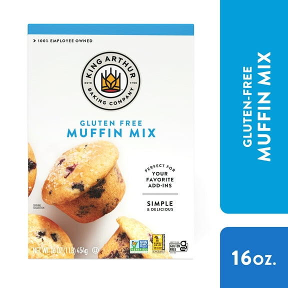 King Arthur Baking Company, Non-GMO Project Verified, Certified Gluten-Free Muffin Mix, 16 oz Box