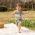 thumbnail image 5 of HCNTES Toddler Baby Boy Clothes 12 18 24 Month 2T 3T Summer Outfit Stripe Waffle Knit Sleeveless Vests Shirts Shorts Set, 5 of 9