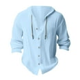 thumbnail image 3 of Bcfgryg Men's Stylish Solid Color Pocket Casual Button Hooded Shirt Comfortable Top Business Shirts Men, 3 of 3