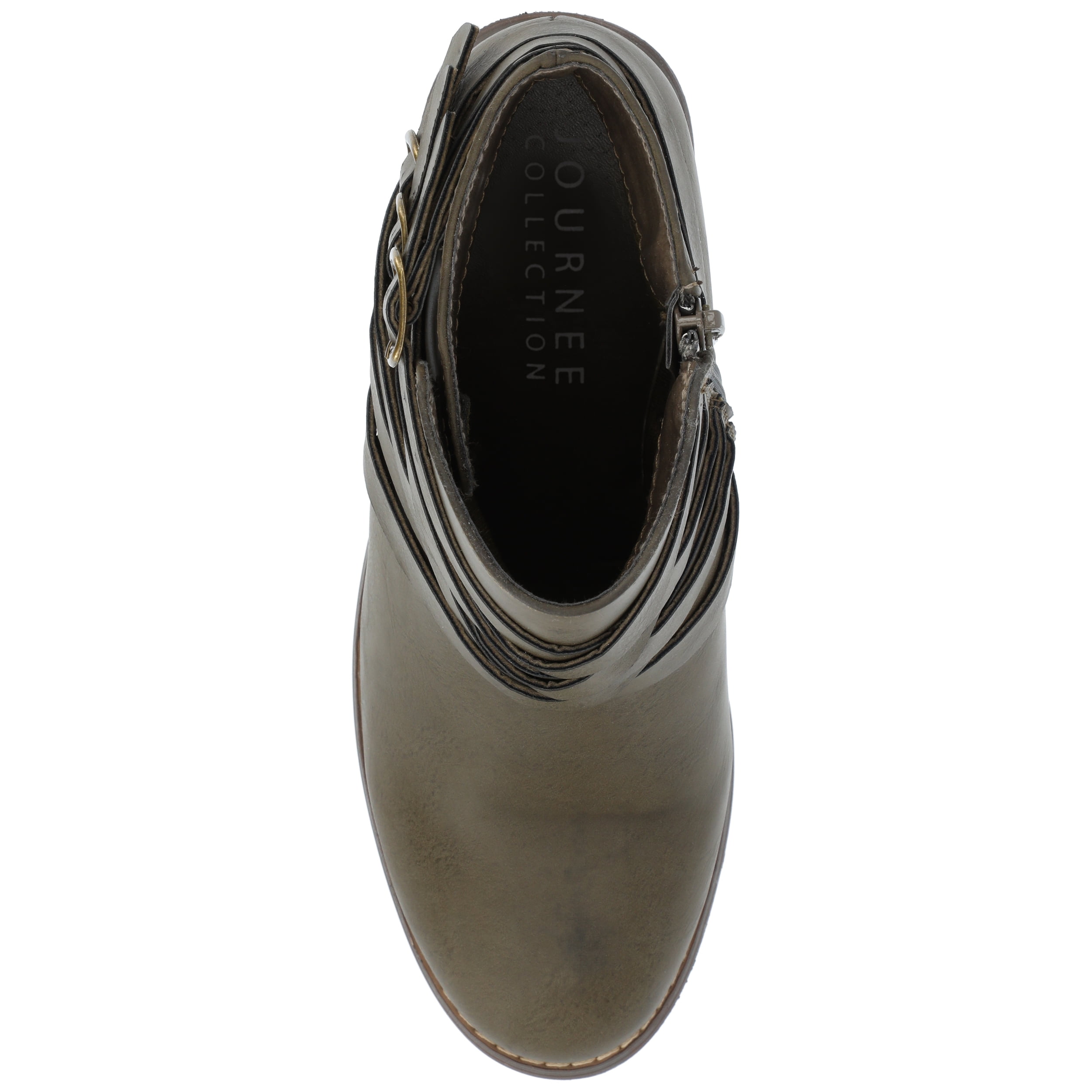 Journee Womens Strap Inside Zip Stacked Heel Booties, Widths Available