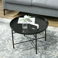 thumbnail image 5 of HOMCOM 24" Round Coffee Table with Hammered Tray Top & Metal Frame, Black, 5 of 9