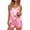 Pink, variant on Womens Pink Satin Lace Trim Cami Pajama Set, V-Neck Adjustable Spaghetti Strap 2-Piece Soft Sleepwear Lounge Shorts Set,Size 2XL